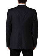 Dolce & Gabbana Black Wool Slim Fit Coat Men Jacket Blazer