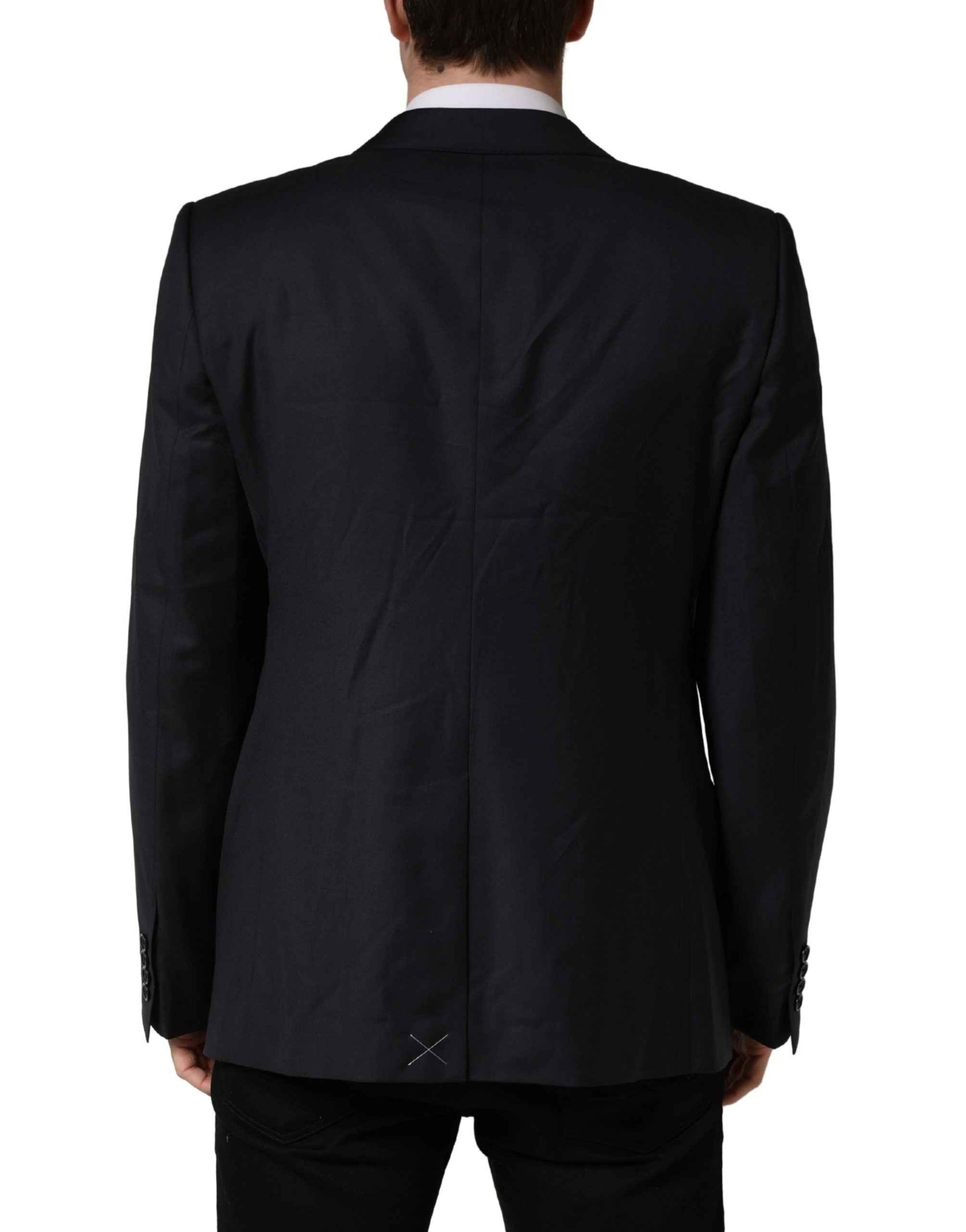 Dolce & Gabbana Black Wool Slim Fit Coat Men Jacket Blazer
