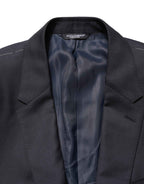 Dolce & Gabbana Black Wool Slim Fit Coat Men Jacket Blazer