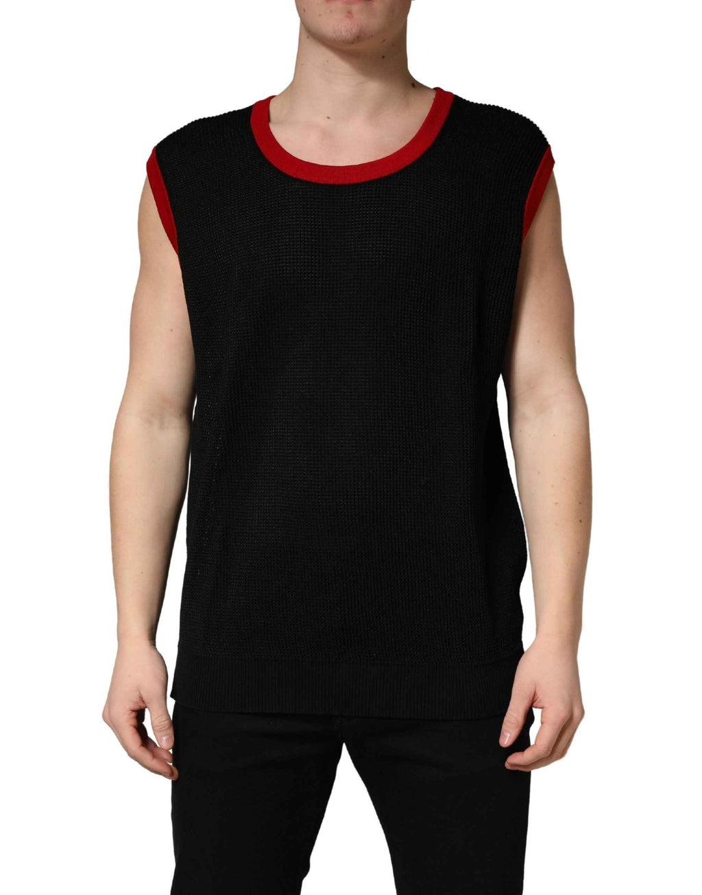 Dolce & Gabbana Black Crew Neck Sleeveless Men Knit Vest T-shirt