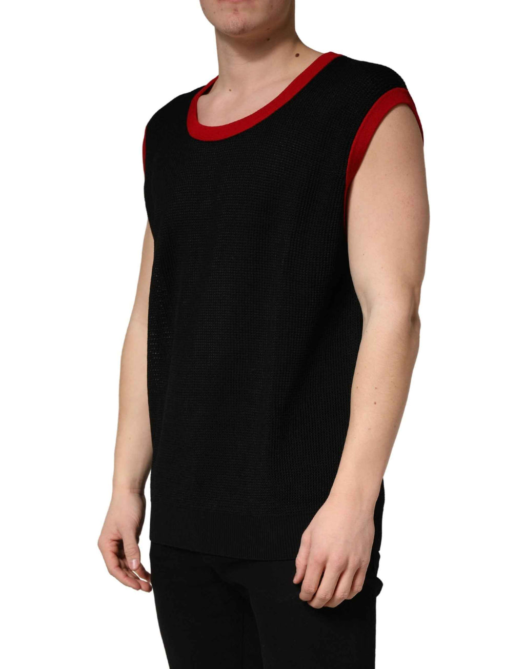 Dolce & Gabbana Black Crew Neck Sleeveless Men Knit Vest T-shirt