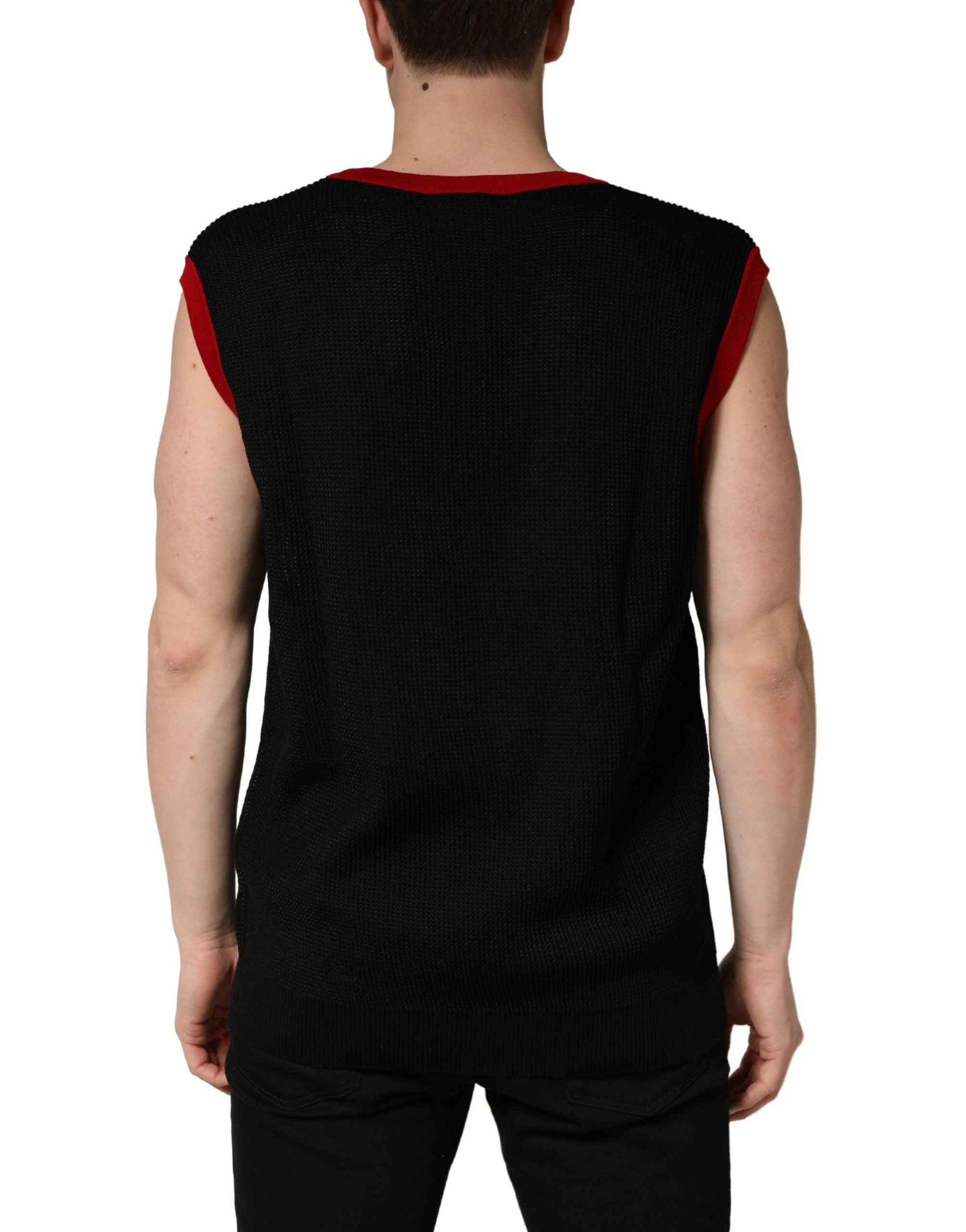 Dolce & Gabbana Black Crew Neck Sleeveless Men Knit Vest T-shirt