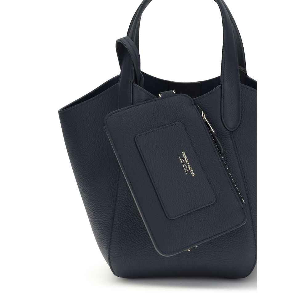 Giorgio Armani Blue Calf Leather Bos Taurus Handbag
