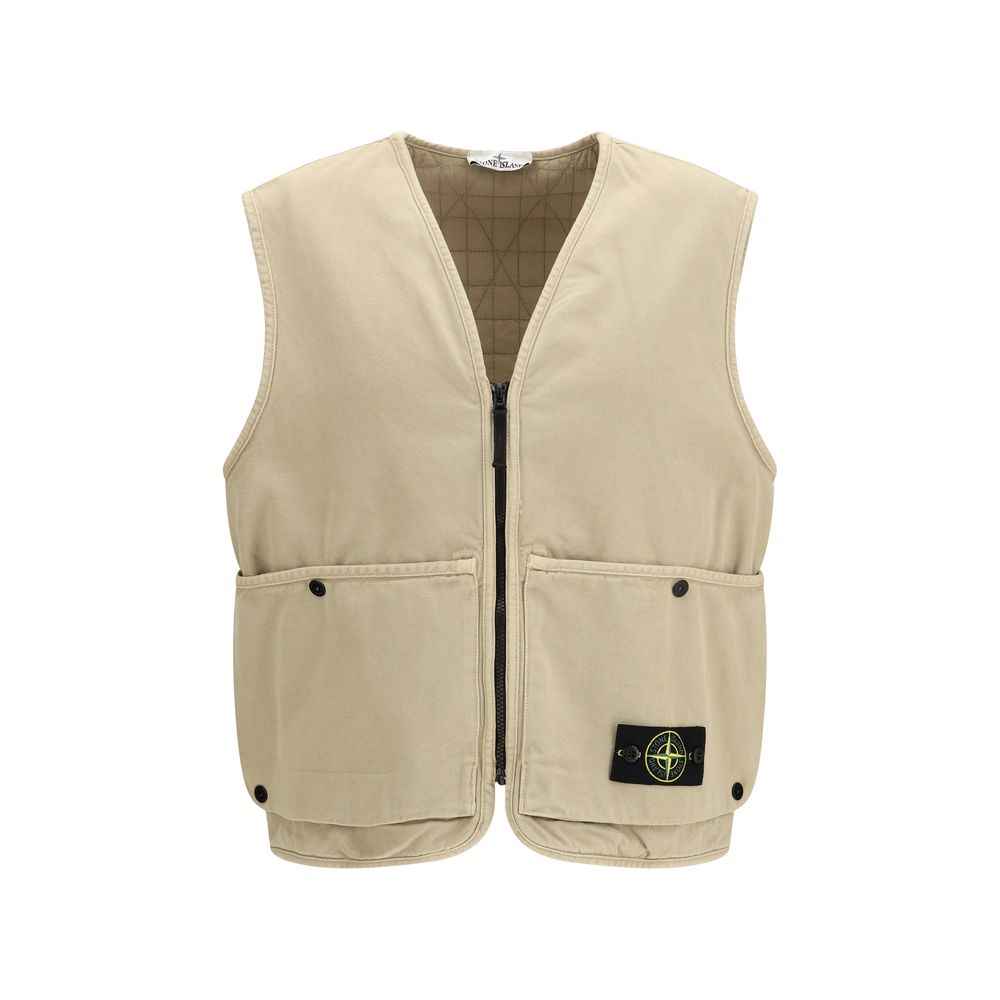 Stone Island Beige Cotton Sleveless Jacket