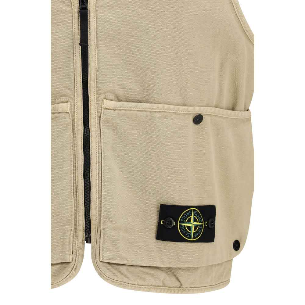 Stone Island Beige Cotton Sleveless Jacket
