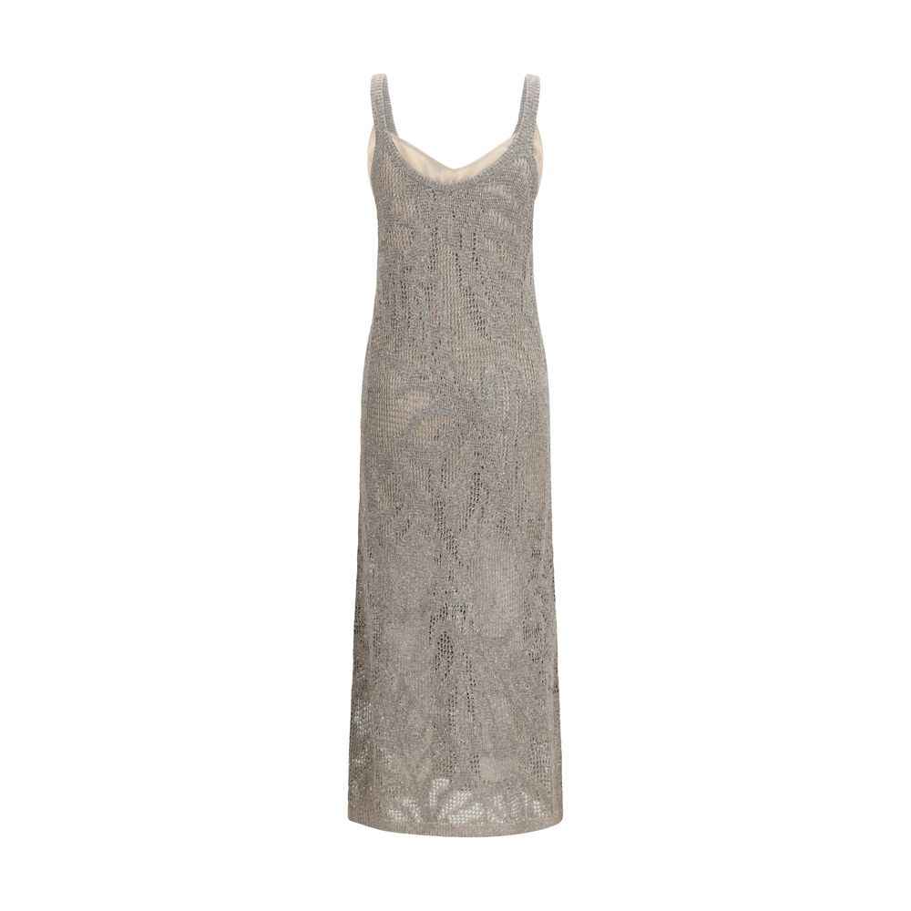 Brunello Cucinelli Gray Linen Casual Dress
