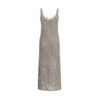Brunello Cucinelli Gray Linen Casual Dress