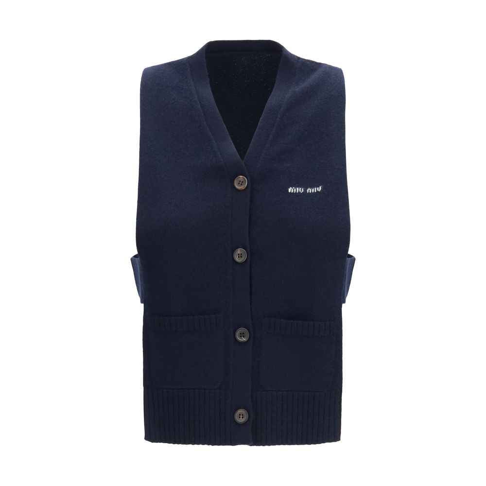Miu Miu Blue Cashmere Sleeveles Sweater