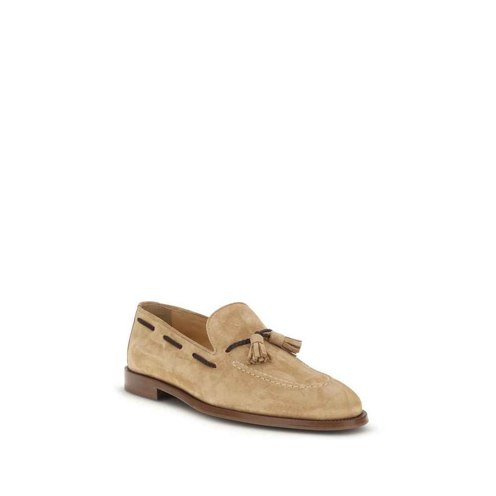 Brunello Cucinelli Brown Calf Leather Bos Taurus Slip-On Loafers