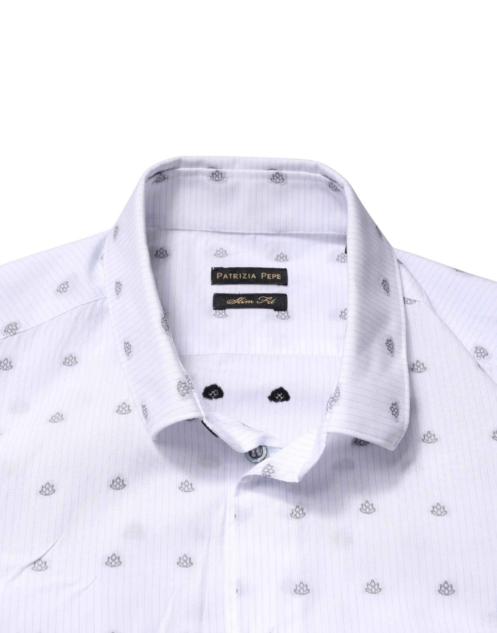 Patrizia Pepe White Cotton Slim Fit Collared Men Dress Shirt