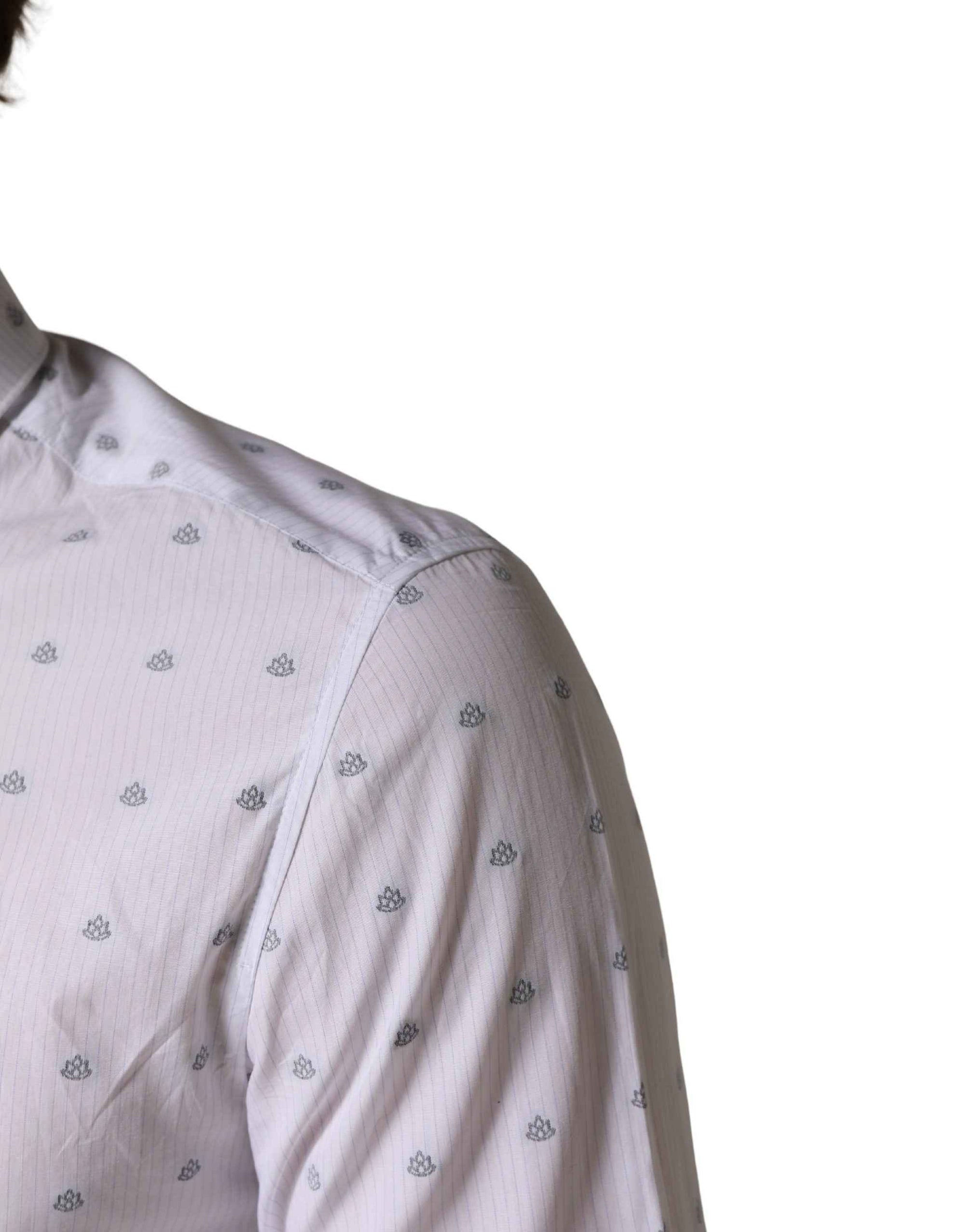 Patrizia Pepe White Cotton Slim Fit Collared Men Dress Shirt