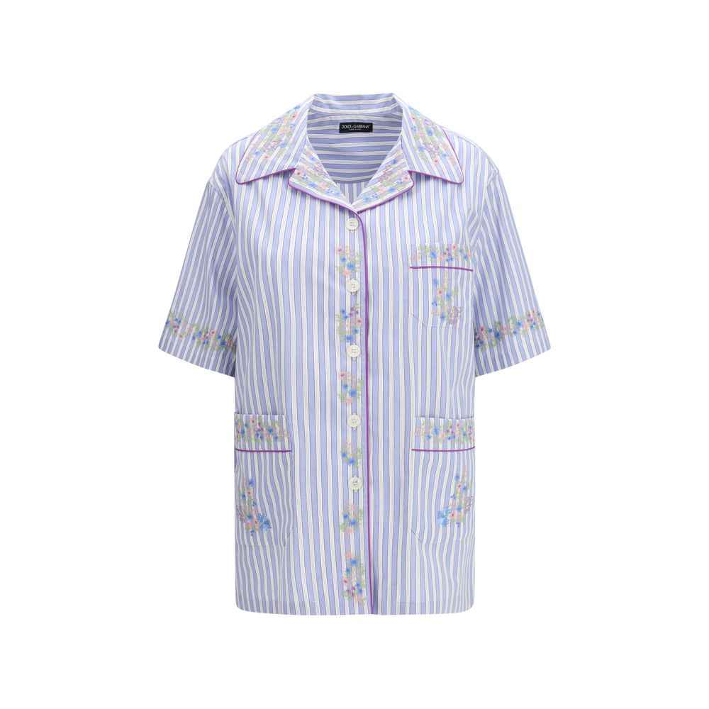 Dolce & Gabbana Blue Cotton Pattern Shirt