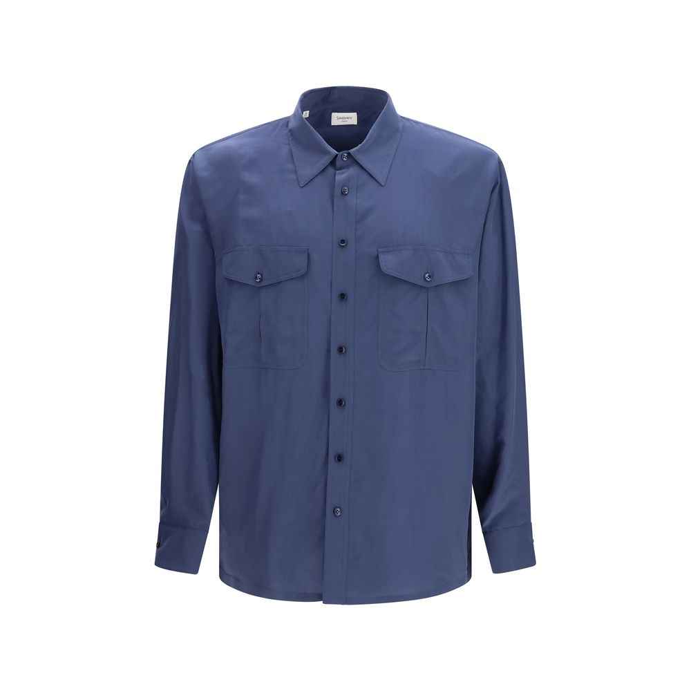 Saint Laurent Blue Viscose Dress Shirt