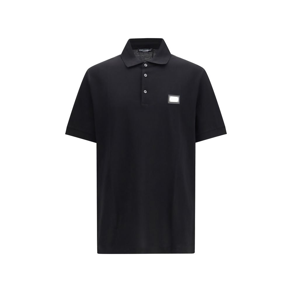 Dolce & Gabbana Black Cotton Polo Shirt