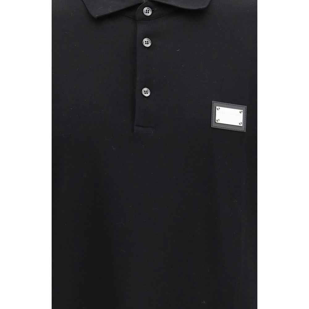 Dolce & Gabbana Black Cotton Polo Shirt