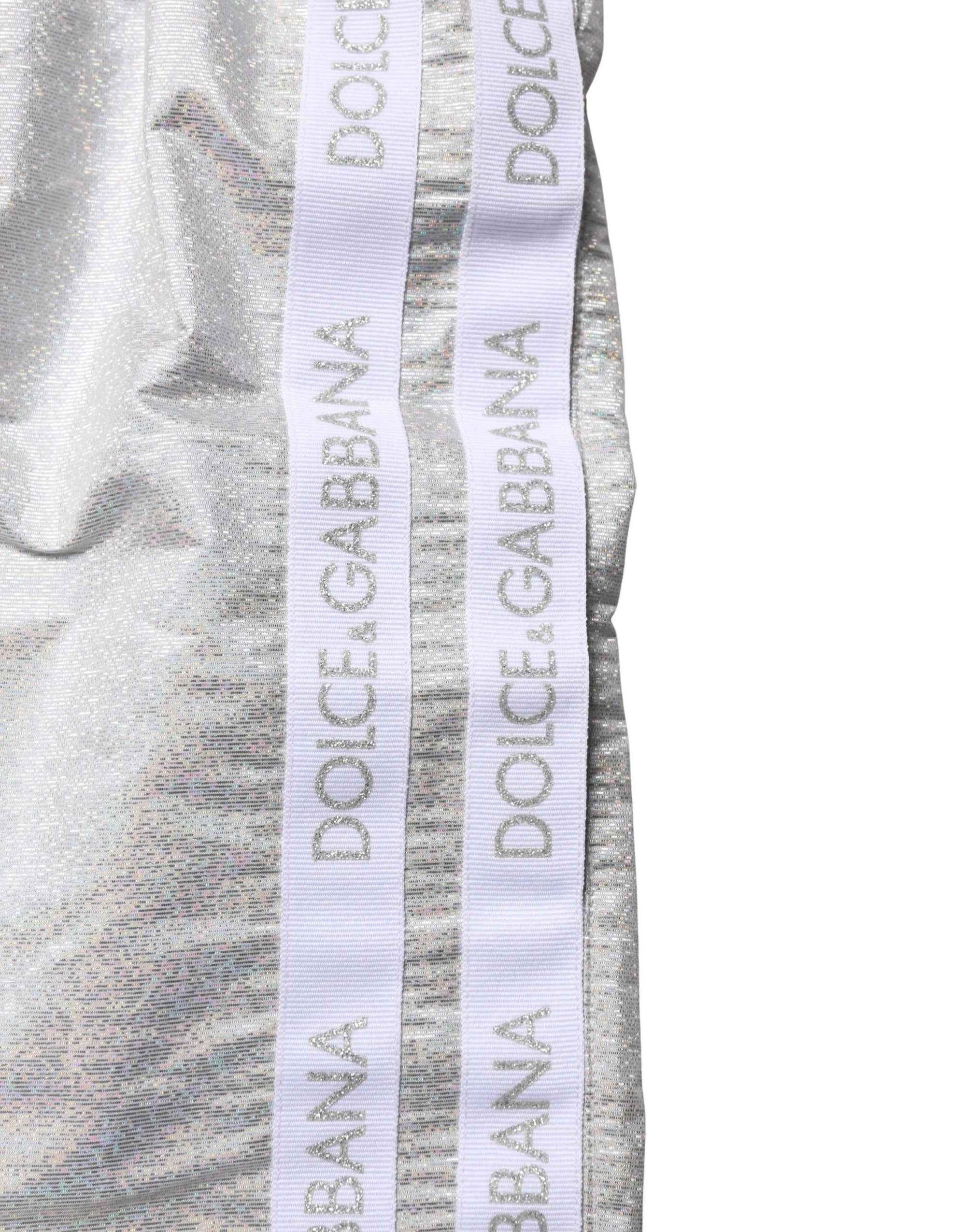 Dolce & Gabbana Silver Polyester Drawstring Men Shorts Swimwear