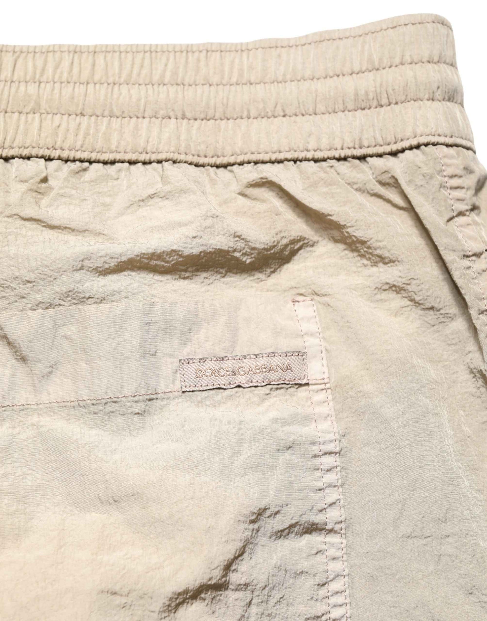 Dolce & Gabbana Brown Nylon Drawstring Swim Shorts Swimwear