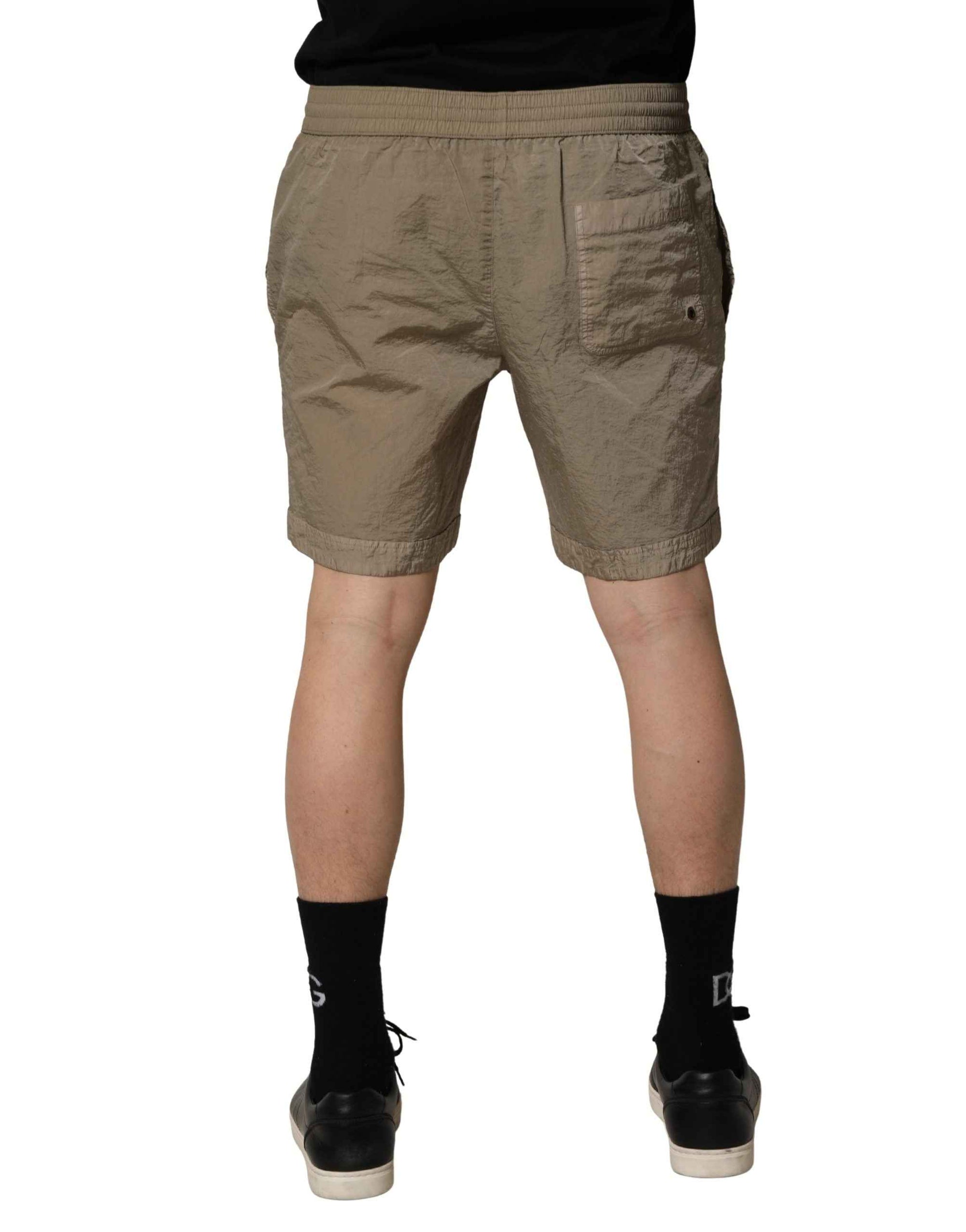 Dolce & Gabbana Brown Nylon Drawstring Swim Shorts Swimwear