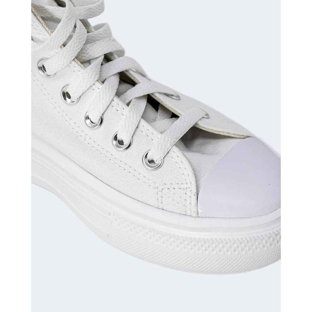 Converse White Cotton High Top Sneakers