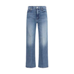 Mother Denim Blue Cotton Straight-Leg Jeans