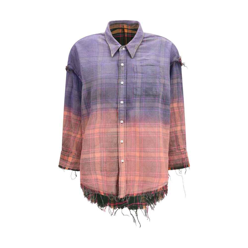 R13 Purple Cotton Pattern Shirt
