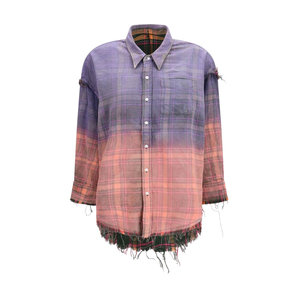 R13 Purple Cotton Pattern Shirt