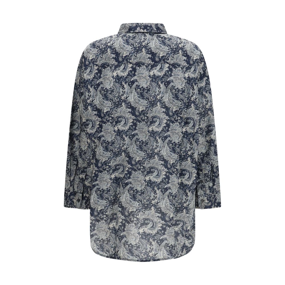R13 Blue Silk Pattern Shirt