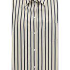 Sara Roka Blue Cotton Pattern Shirt
