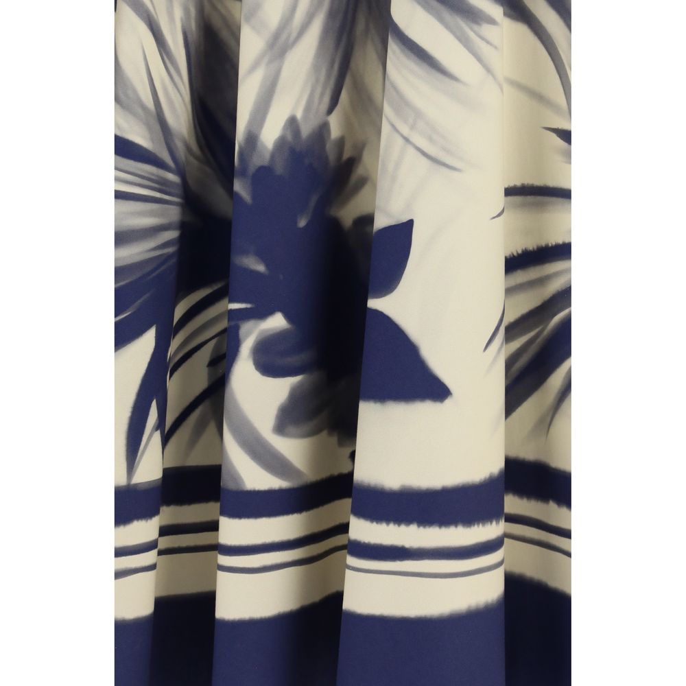 Sara Roka Blue Cotton Midi Skirt