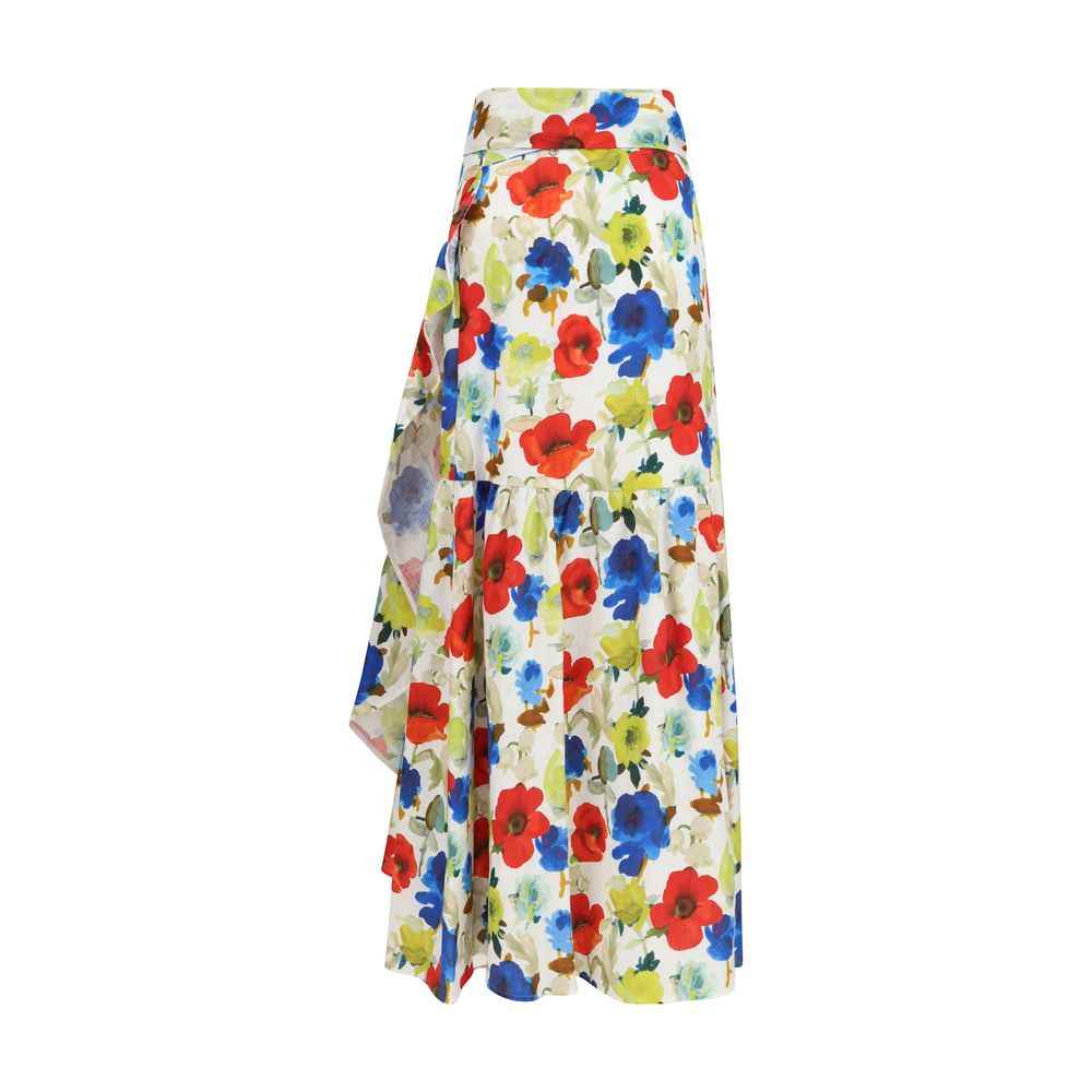 Sara Roka Multicolor Linen Long Skirt