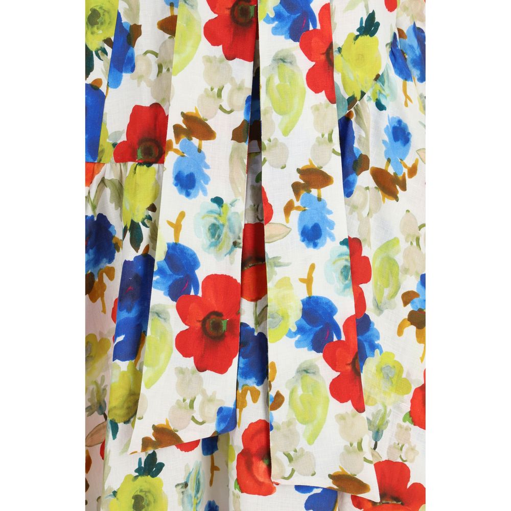 Sara Roka Multicolor Linen Long Skirt