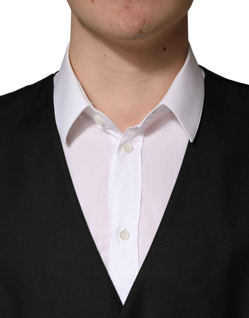 Dolce & Gabbana Black Wool Single Breasted Men Waistcoat Vest