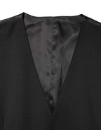 Dolce & Gabbana Black Wool Single Breasted Men Waistcoat Vest