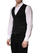 Dolce & Gabbana Black Wool Single Breasted Men Waistcoat Vest