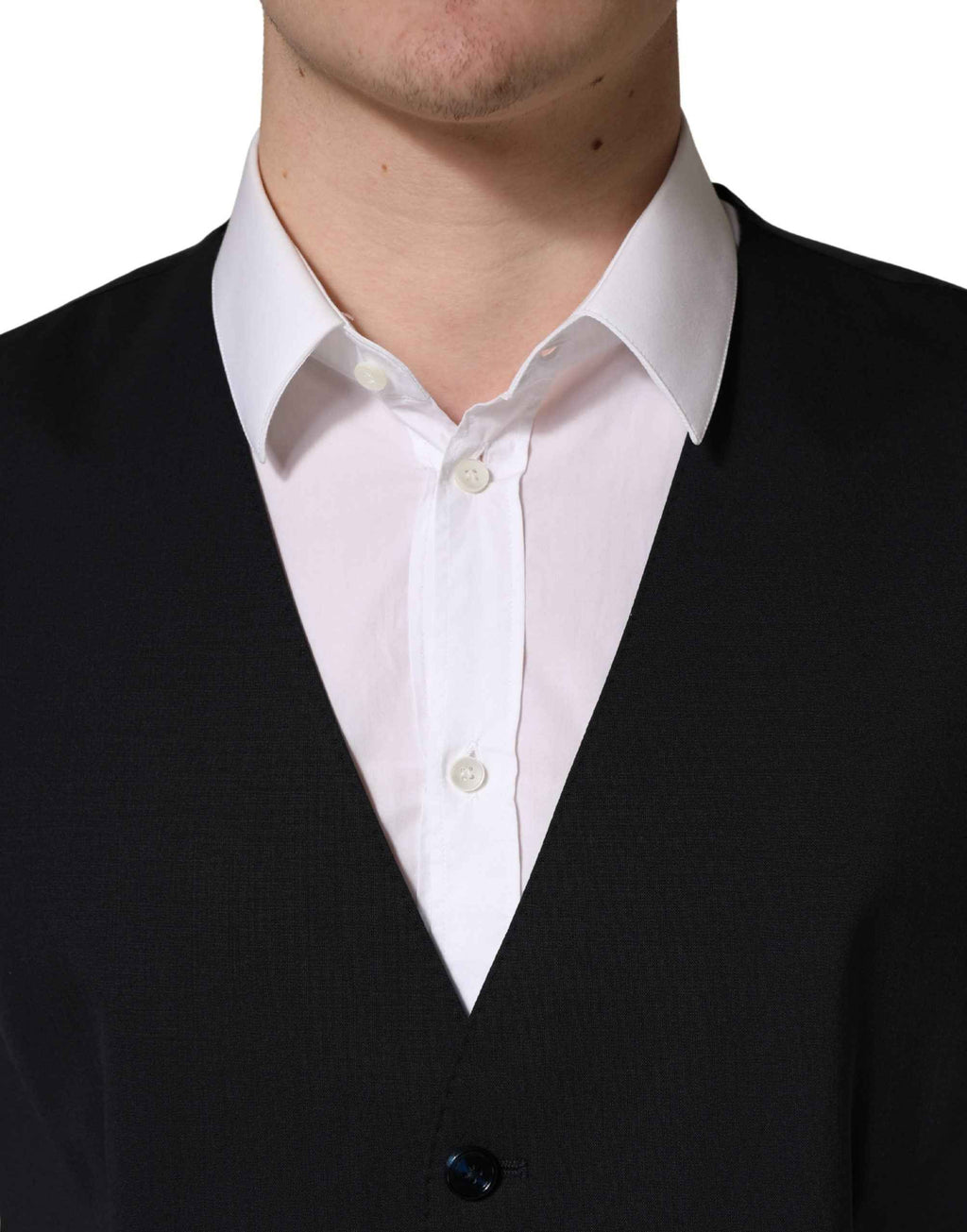 Dolce & Gabbana Black Wool Single Breasted Waistcoat Vest
