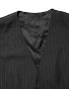Dolce & Gabbana Black Stripe Single Breasted Waistcoat Vest