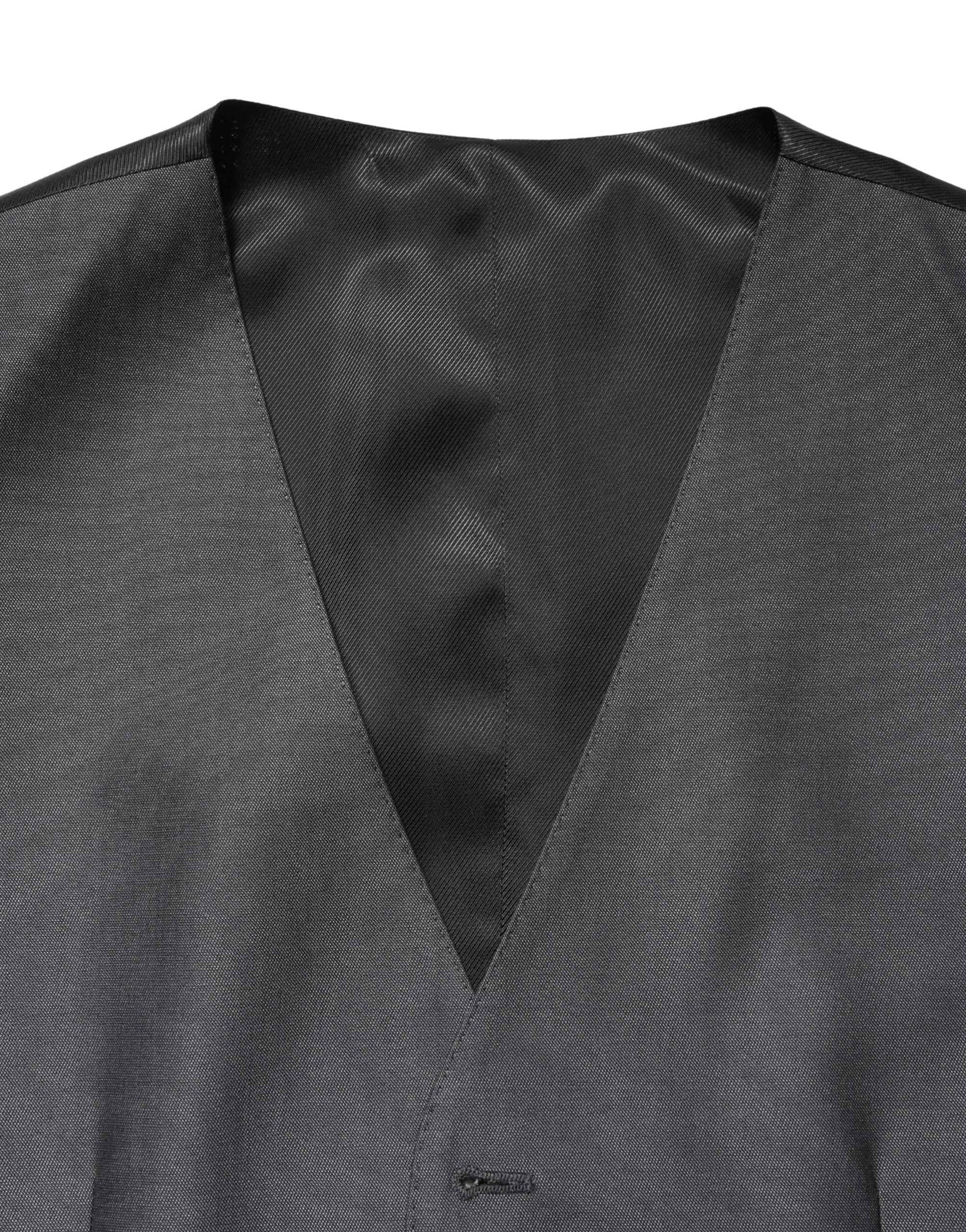 Dolce & Gabbana Dark Gray Single Breasted Men Waistcoat Vest