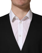 Dolce & Gabbana Black Wool Single Breasted Waistcoat Vest