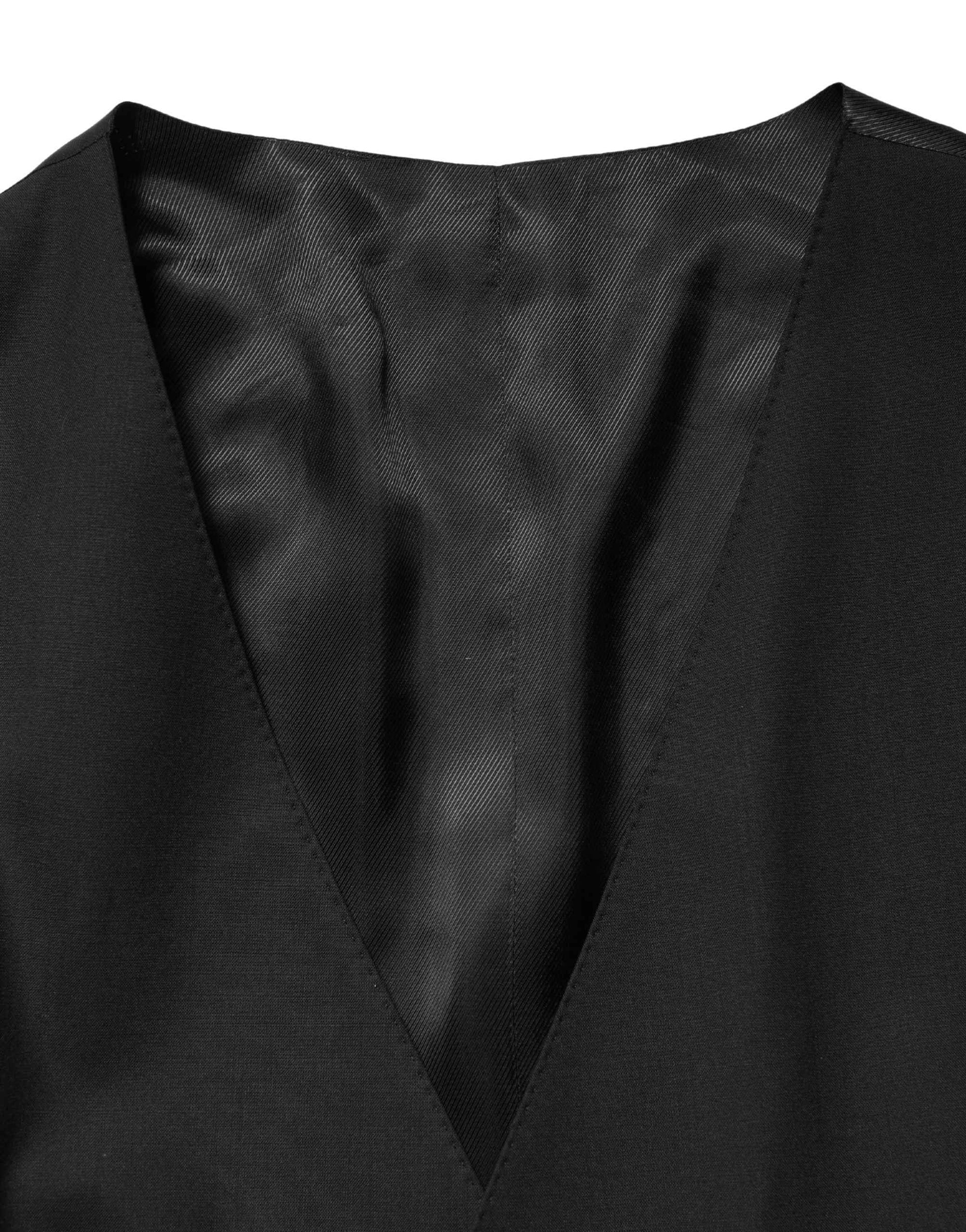 Dolce & Gabbana Black Wool Single Breasted Waistcoat Vest