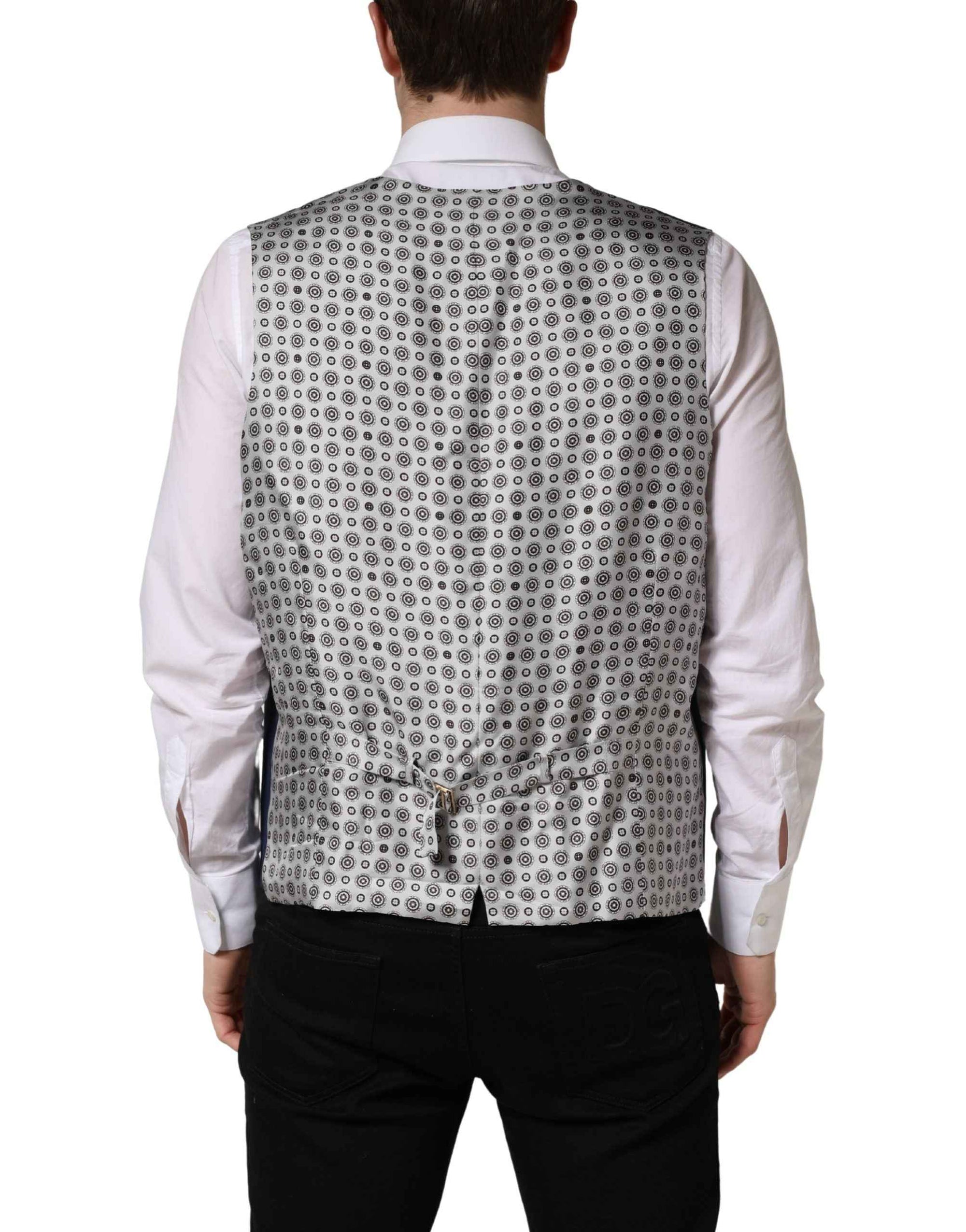 Dolce & Gabbana Navy Blue Wool Dress Formal Waistcoat Vest