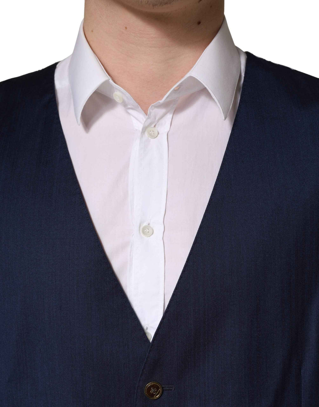 Dolce & Gabbana Navy Blue Wool Dress Formal Waistcoat Vest