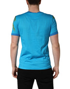 Dolce & Gabbana Blue Palm Tree Print Cotton CrewNeck T-shirt