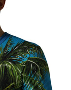Dolce & Gabbana Blue Palm Tree Print Cotton CrewNeck T-shirt