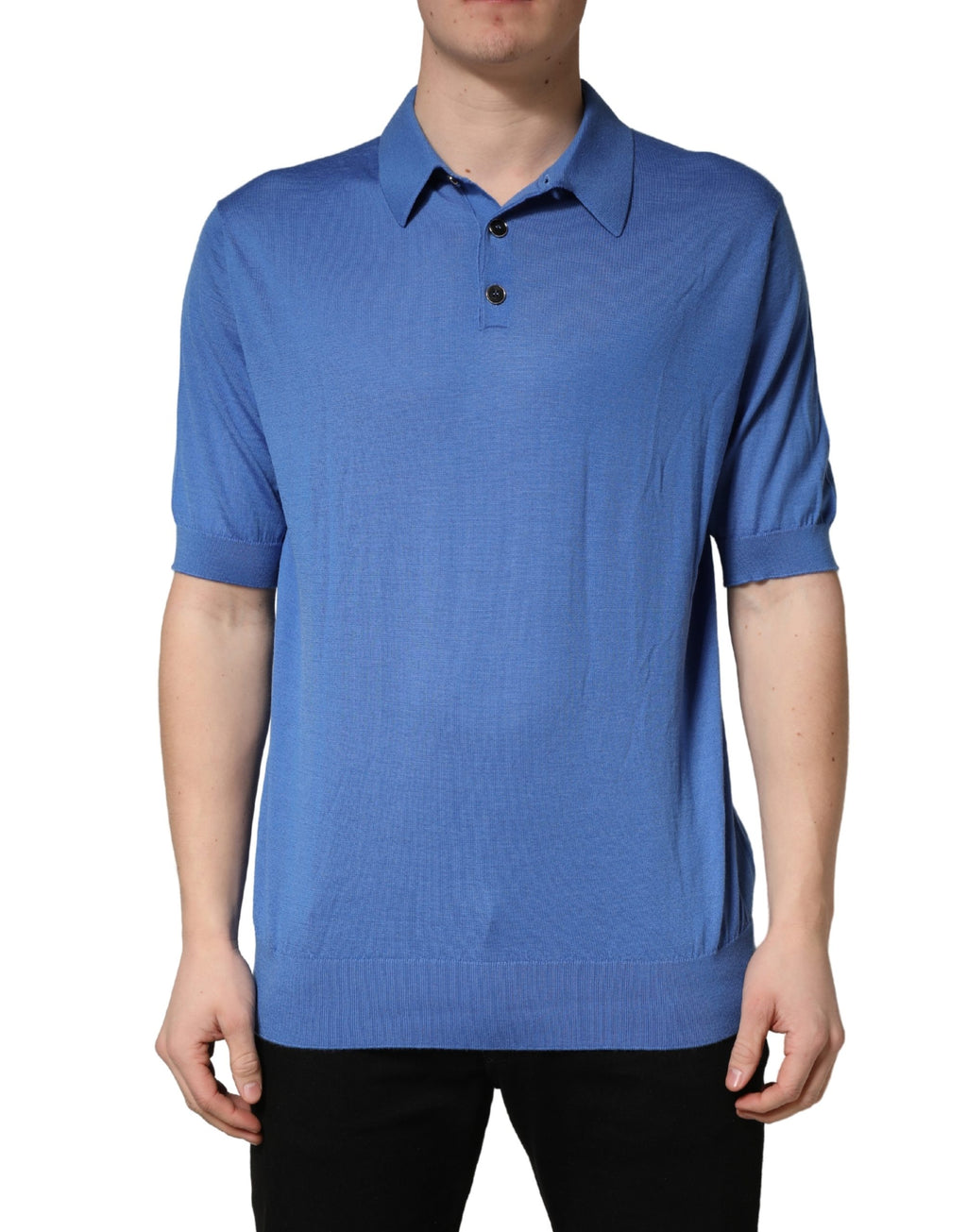 Dolce & Gabbana Blue Cashmere Short Sleeves Polo  T-shirt