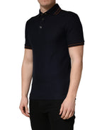 Dolce & Gabbana Dark Blue Silk Short Sleeve Men Polo T-shirt