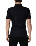 Dolce & Gabbana Dark Blue Silk Short Sleeve Men Polo T-shirt