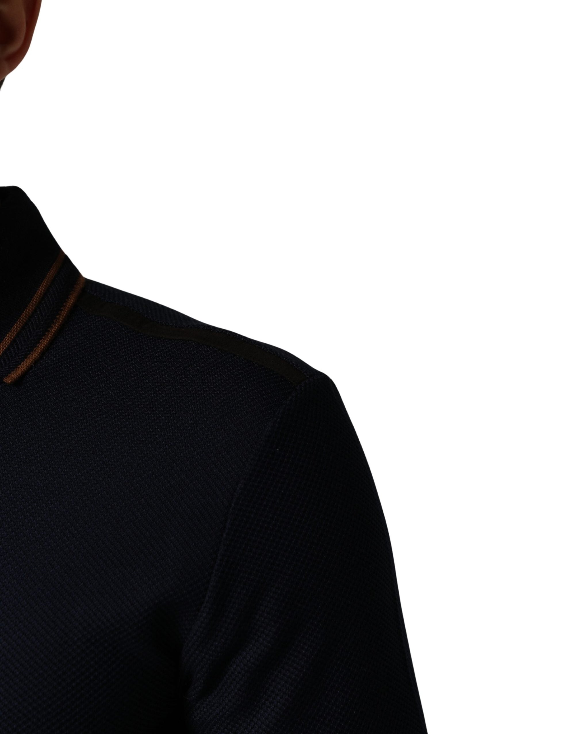 Dolce & Gabbana Dark Blue Silk Short Sleeve Men Polo T-shirt