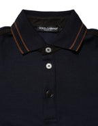 Dolce & Gabbana Dark Blue Silk Short Sleeve Men Polo T-shirt