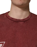 Dolce & Gabbana Maroon Print Round Neck Short Sleeve T-shirt