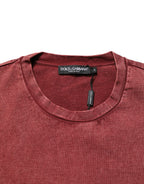 Dolce & Gabbana Maroon Print Round Neck Short Sleeve T-shirt